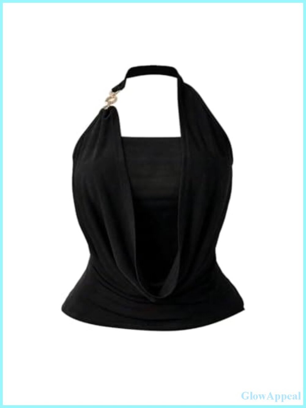 Plus Size Halter Tank Top Draped Cowl Neck Sleeveless High Stretch